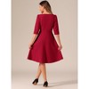 INSPIRE CHIC Women's Boat Neck Half Sleeves Midi Flared Office Dresses - 3 of 4
