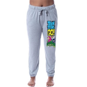 DC Comics Teen Titans Go! Women's Character Sleep Jogger Pajama Pants Grey - 1 of 3