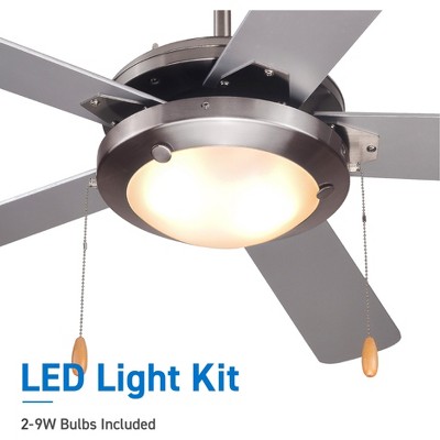 Silver 52" Modern Ceiling Fan with LED Light and 5 Blades
