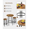 Tantohom 3 Piece Pub Dining Set, Round Bar Table and Stools Set for 2, Dining Set for Breakfast Nook Living Room Small Space Restaurant, Rustic Brown - 4 of 4