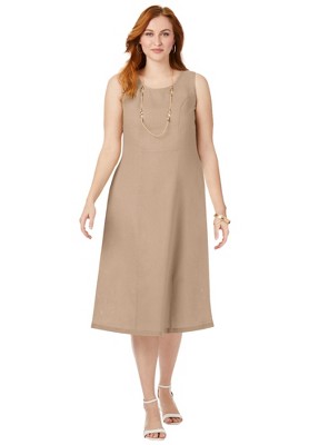 Jessica London Women’s Plus Size Linen Fit & Flare Dress, 26 W - New ...