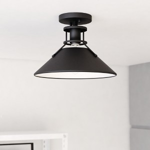 VAXCEL Canton 11.5-in W Black Farmhouse Semi Flush Mount Ceiling Light - 1 of 4