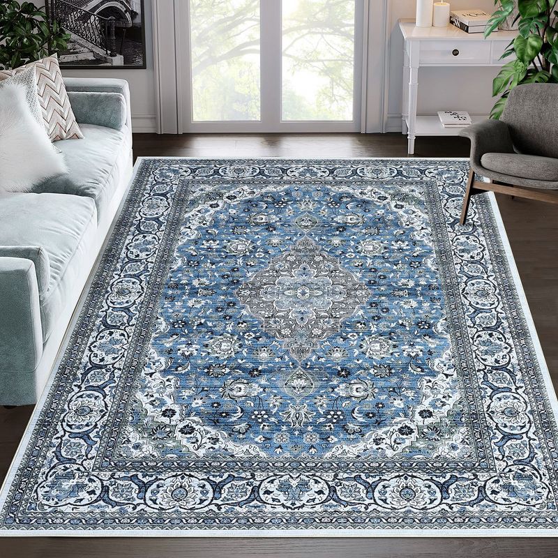 WhizMax Area Rug Vintage Medallion Rugs Stain & Water Resistant Washable Throw carpet for Living Room Bedroom, 3 of 9
