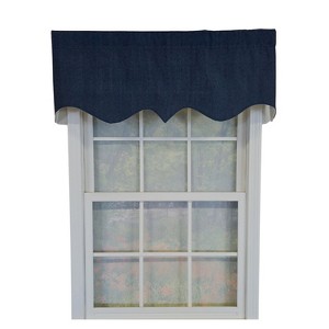 RLF Home 100% Cotton Demin Regal  Fully lined Windows Rod Pocket Valance 50" x 17"  Navy - 1 of 4