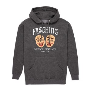 Men's - Instant Message - Fasching Masks Graphic Fleece Pullover Hoodie - 1 of 4
