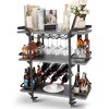 ZACHVO 3-Tier Bar Cart with Glass Holders & 8 Bottle Racks, Modern Kitchen Cart on Wheels, for Home & Outdoor - 2 of 4