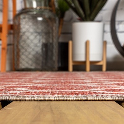 Moroccan Trellis Red/Beige Indoor/Outdoor Flatweave Rug