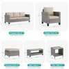 Sonkuki 7-Piece Patio Conversation Set Outdoor Wicker Rattan Furniture Set with Coffee and Side Table, Ottoman and Cushion - 2 of 4