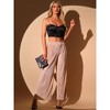 INSPIRE CHIC Women's Pleated Shiny High Waist Elastic Wide Leg Party Clubwear Trousers - 3 of 4