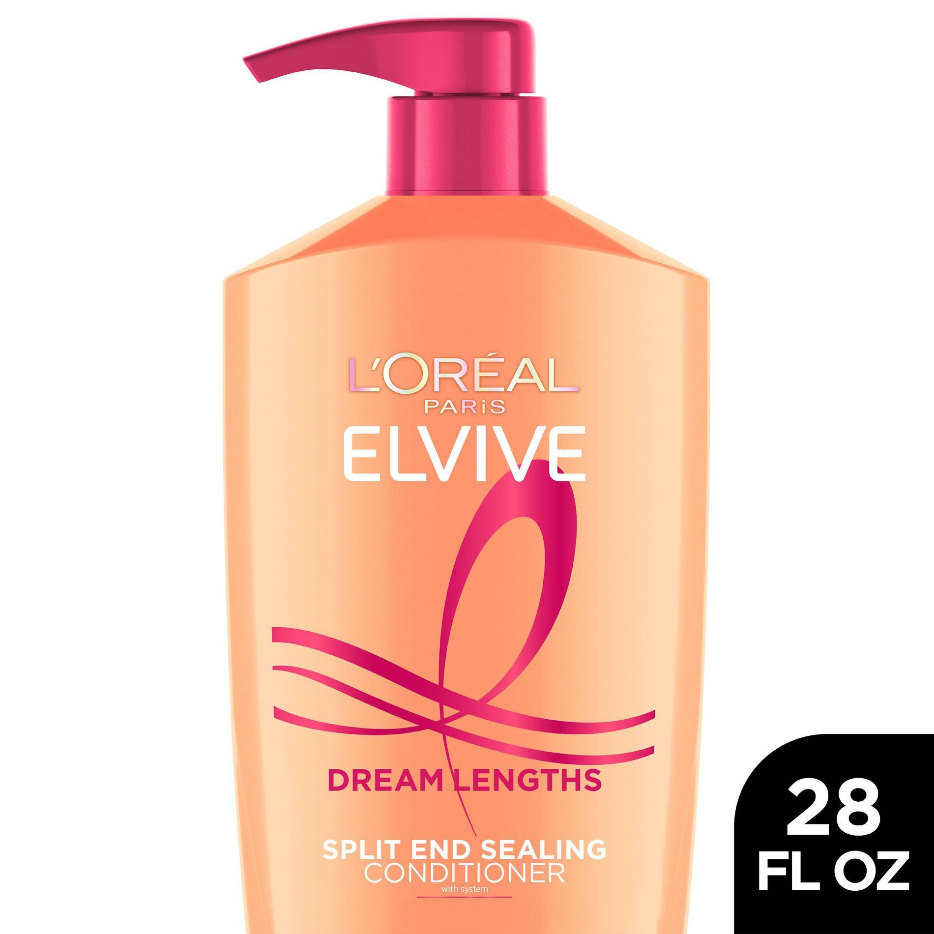 L'Oreal Paris Elvive Dream Lengths Conditioner for Long, Damaged Hair - 28 fl oz: Paraben-Free, Contains Vitamin B, Contains Castor Oil, Daily Use