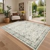 Washable Vintage  Medallion Rug Non Slip Low Pile Rug Soft RetroThrow Floor Cover Foldable Indoor Carpet for Living Room Bedroom Playroom Nursery - 2 of 4