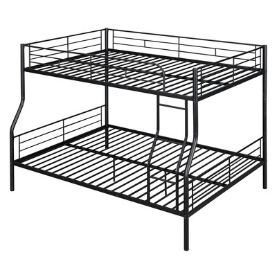 NicBex Metal Bunk Bed with Ladder,Low Loft Bed with Full-Length Guardrails,Silver/White/Black