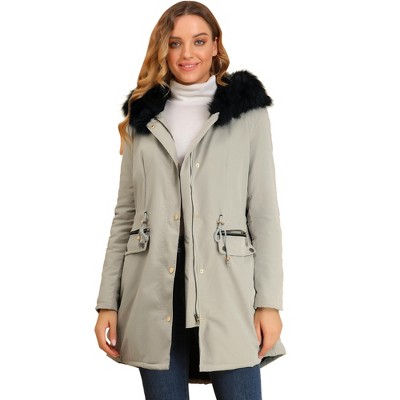 INSPIRE CHIC Women's Hooded Coat Down Faux Fur Warm Parka Jacket