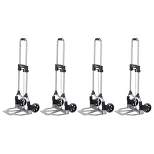 Magna Cart Personal 160lb Capacity MCI Folding Steel Luggage Hand Truck Cart w/ Telescoping Handle, Silver/Black (4 Pack)