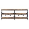 FurnitureR 63 Inch TV Stand with LED Lights and Power Station, Entertainment Center with Storage Shelves, USB Ports & Outlets, 70 Inch, Brown - 4 of 4