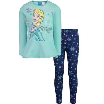 Disney Frozen Princess Anna Elsa Girls Sweatshirt and Leggings Outfit Set Little Kid to Big Kid