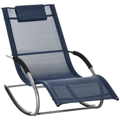 Dracelo Zero Gravity Rocking Chair Outdoor Chaise Lounge Chair Recliner Rocker with Detachable Pillow