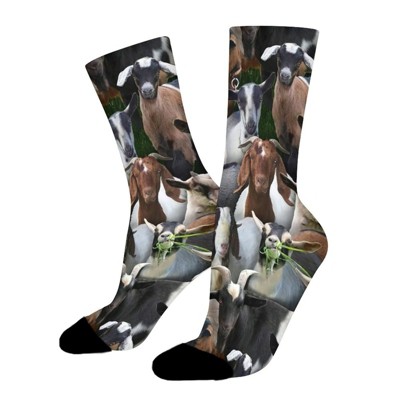 Farm Animals Goats Women Printed Crew Socks Funny Funky Socks Soft Polyester Novelty Gifts for Artists Men