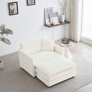 Chenille Accent Chair with Ottoman, Modern Living Room & Bedroom Lounge Chair, Reading Armchair - 1 of 4