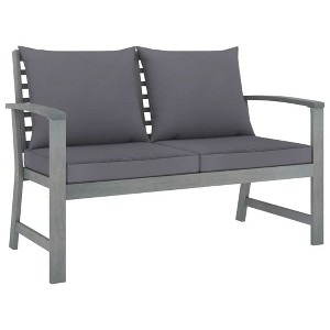 vidaXL Patio Bench 47.2" with Dark Gray Cushion, Solid Acacia Wood - 1 of 4