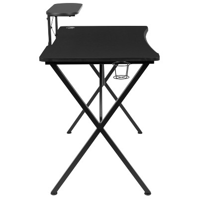 Mallot Black Metal Gaming Desk with Cup Holder and Stand