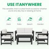 Hyleory HDPE 4-Piece Outdoor Sofa Set with Cushions, Conversation Set Including One Loveseat, Two Accent Chairs and a Coffee Table - 4 of 4