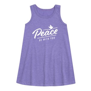 Girls' - Instant Message - Peace Be With You Graphic Sleeveless Aline Dress - 1 of 4