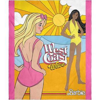 Mattel Barbie West Coast Wave Beach Nikki Plush Soft Throw Blanket Wall Scroll Multicoloured
