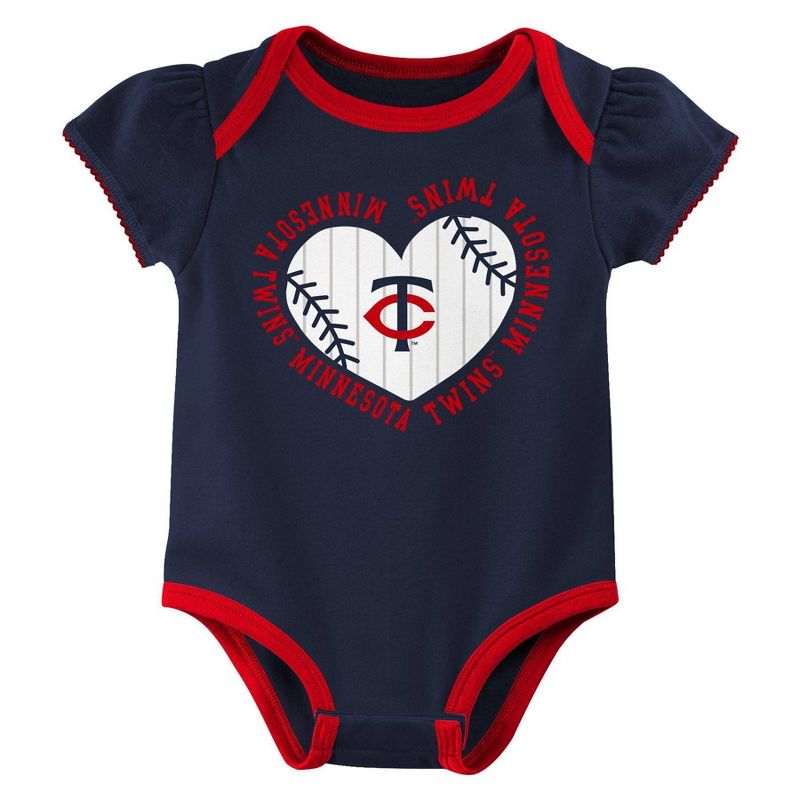 MLB Minnesota Twins Infant Girls&#39; 3pk Bodysuit, 4 of 5