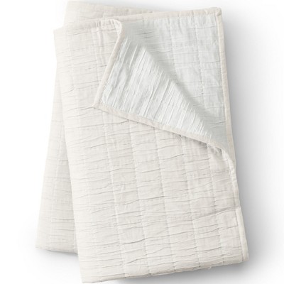 Lands' End Essential Cotton Windowpane Reversible Bed Blanket