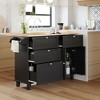 LOVMOR 50.3"Farmhouse Kitchen Island Set with Drop Leaf and 2 Seatings,White - 2 of 4