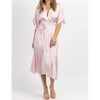 Women's SATIN WRAP MIDI DRESS - OLIVACEOUS - 2 of 4