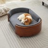 Elevated Dog Bed Pet Sofa with Solid Wood Legs and Bent Wood Back, Velvet Dog Bed with Removable Washable Cushion Cover - Cuddlewood - 3 of 4