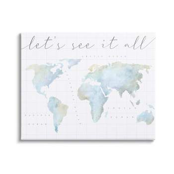 Stupell Industries Let's See It All World Map Gallery Wrapped Canvas Wall Art