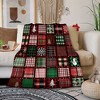 1pc Christmas Winter Flannel Blanket Christmas Tree Snowflake Buffalo Plaid Red Green White Soft Throw Blanket for Xmas Holiday. - 2 of 4