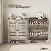 Narrow Shoe Cabinet with 2 Flip Drawers,Freestanding Hidden Slim Shoe Organizer Cabinet with Hooks for Foyer, Hallway Entryway Living room - 2 of 4