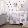 Little Love by NoJo Sweet Deer - Grey, White Stripe Plush Changing Pad Cover with Pink Deer Applique - 3 of 3