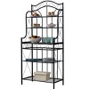Kings Brand Furniture Amenoff 5-Tier Free Standing Metal Baker's Rack with Wood Faux Stone Finish Shelf, Black - 3 of 4