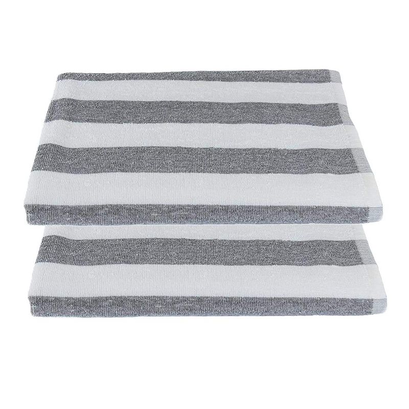 KOVOT Gray Stripe Cabana Beach Towel (Set of 2) 30" W x 60" L | Ring Spun Cotton, 1 of 6
