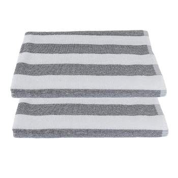 KOVOT Gray Stripe Cabana Beach Towel (Set of 2) 30" W x 60" L | Ring Spun Cotton