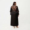 Anna-Kaci Lounge Women's PLus Size Long Satin Robe with Sheer Lace Sleeve Panels and Adjustable Tie Waist for a Flowing Silhouette - 4 of 4