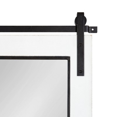 Cates Rustic White Solid Wood 39" Windowpane Wall Mirror