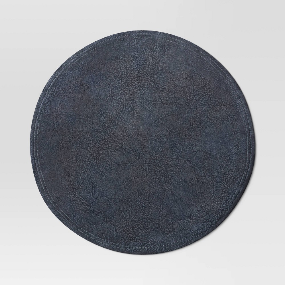 Photos - Other interior and decor Faux Leather Decorative Charger Blue - Threshold™