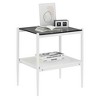 Sapphtopaz Modern End Table Set of 2 with Storage Layer & Glass Top Rectangle Nightstand with Iron Leg Table for Living Room,Bedroom - 3 of 4
