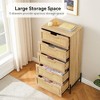 Natural Rattan 5 Drawer Dresser Modern Wooden Chest of Drawer Farmhouse Storage Dresser for Living Room Bedroom - 3 of 4
