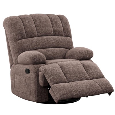 Lirago,Swivel Rocking Recliner Sofa for Adults - Brown Fabric with Adjustable Recline Positions