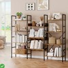 4-Tier Industrial Triple-Wide Bookcase with 11 Adjustable Shelves, Rustic Wood and Metal Storage Bookshelf for Living Room, Bedroom, or Home Office - 3 of 4