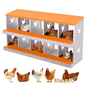 Garvee 8/10-Hole Metal Chicken Nesting Box with Perch, Roll-Away Egg Design, Wall Mount or Freestanding, Heavy-Duty Galvanized Steel - 1 of 4