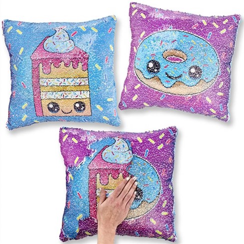 Top Trenz Inc Reversible Sequin 14 Square Pillow Donut Cake