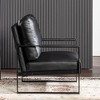 PAGED PU Leather Upholstered Accent Chair with Metal Frame, Mid Century Arm Chair for Bedroom, Reading Room, Black - 4 of 4